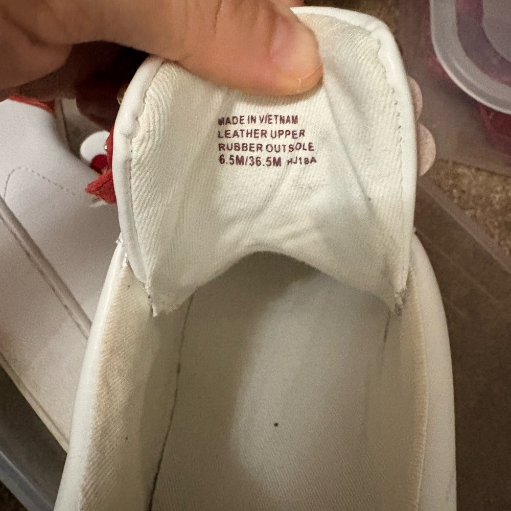 Michael Kors White Leather Sneakers with Red Accents